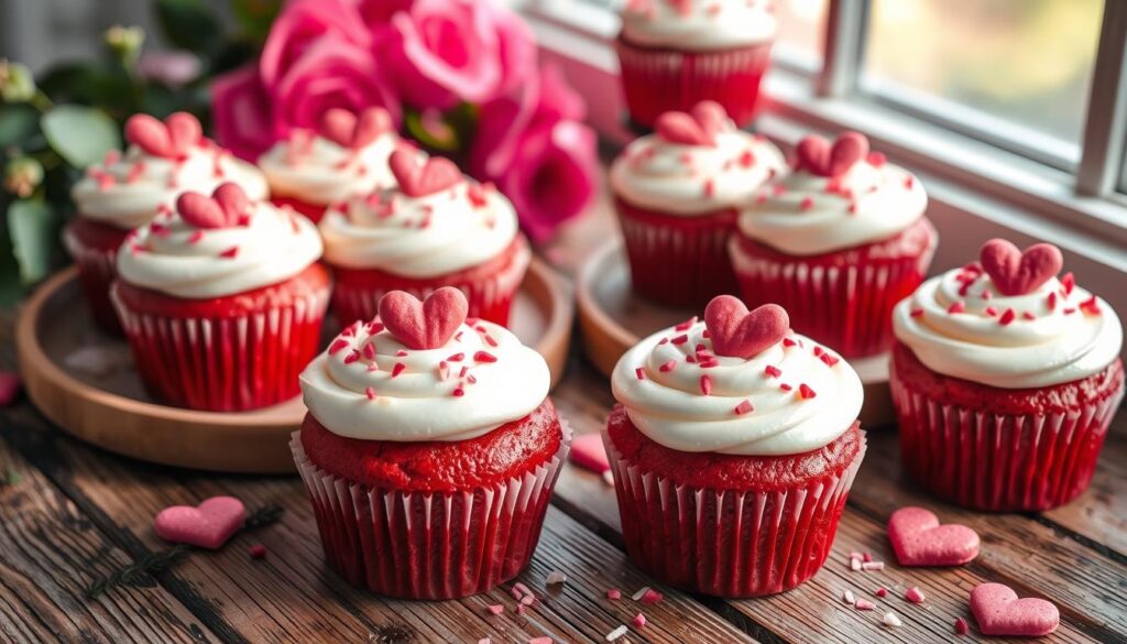 🧁❤️ Fluffy red velvet cupcakes topped with luscious cream cheese frosting—yes, please! These beauties are moist, flavorful, and absolutely stunning for Valentine’s Day. Top them with heart-shaped sprinkles for extra charm. Pin this recipe for the perfect Valentine’s dessert!

