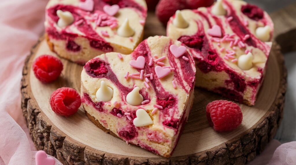 🍰💞 Sweet, chewy blondies swirled with raspberry and white chocolate! These gorgeous heart-shaped treats are perfect for sharing. The ultimate Valentine’s dessert for a touch of elegance! Pin this for a dessert that’s as pretty as it is delicious!

