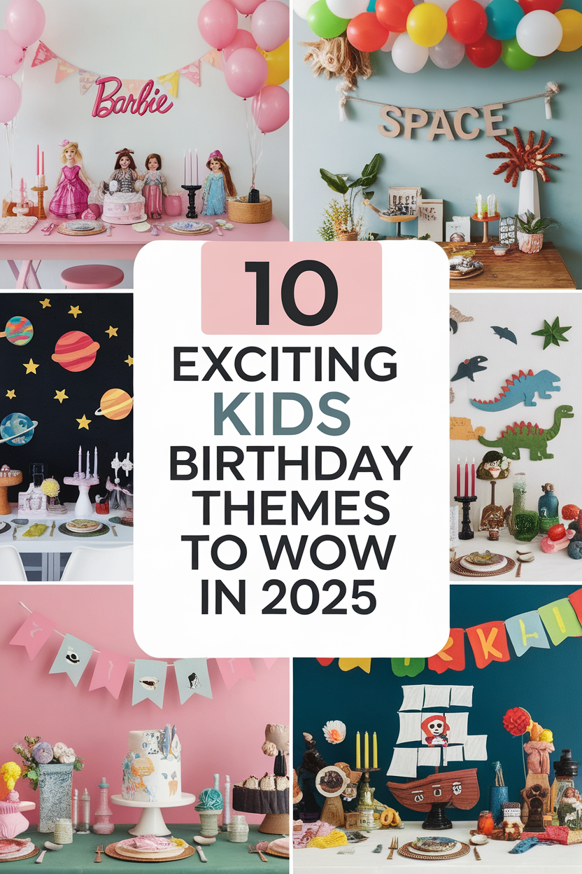 10 exciting kids' birthday themes for 2025 including space, pirate, and dinosaur party ideas.