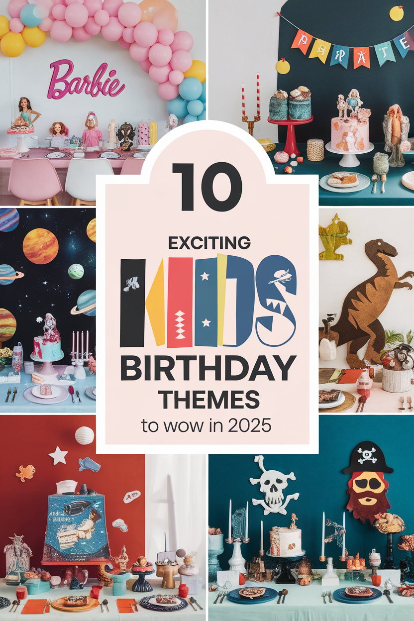 10 exciting kids' birthday themes for 2025 featuring Barbie, pirates, space, and more vibrant party ideas.