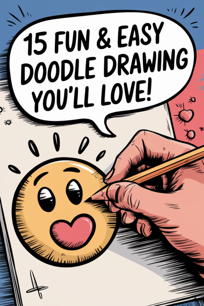 Fun, easy doodle drawing with a smiley face being sketched. Perfect for creative inspiration and art lovers.