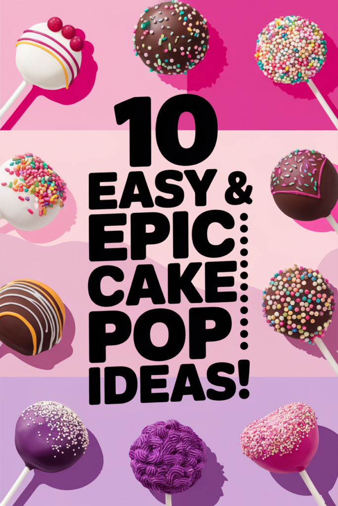 10 colorful and creative cake pop designs with sprinkles and frosting, perfect for easy baking inspiration.