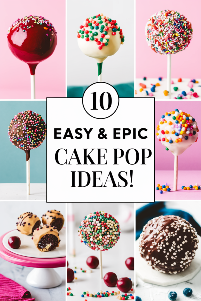 Colorful cake pops with sprinkles, showcasing 10 easy and epic cake pop ideas for parties.