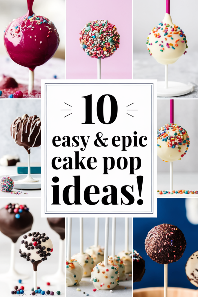 Colorful cake pops with sprinkles showcasing 10 easy and epic cake pop ideas.