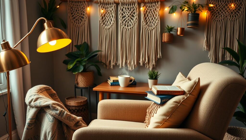 📖 Every boho home needs a cozy nook! Add a comfy chair, soft blankets, and warm lighting for the ultimate retreat. 🛋️✨
