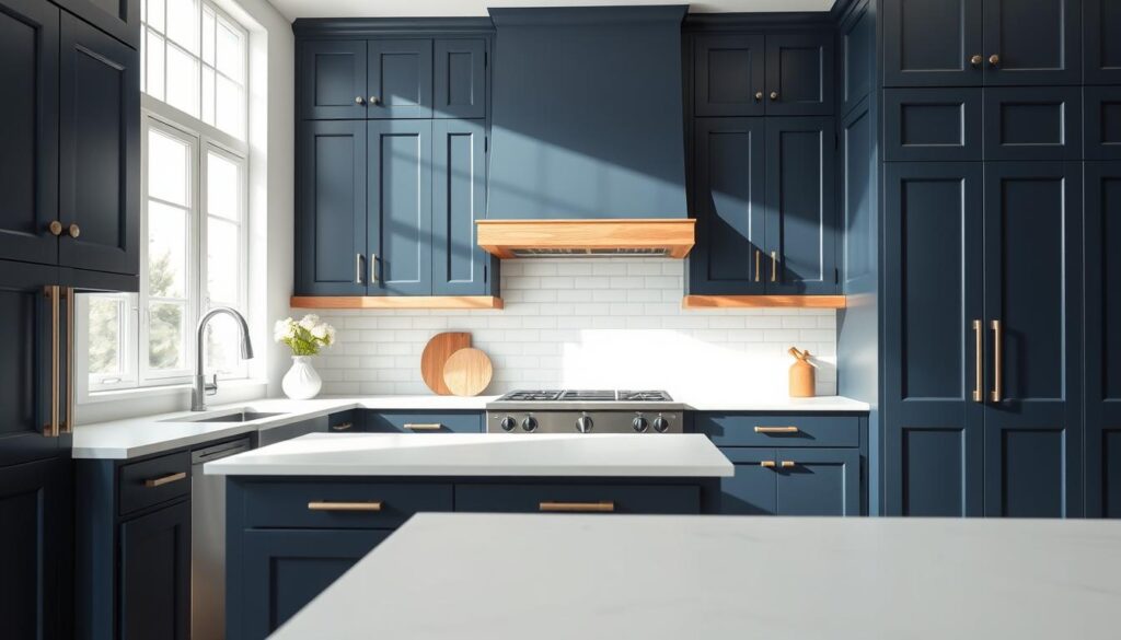 deep navy cabinets