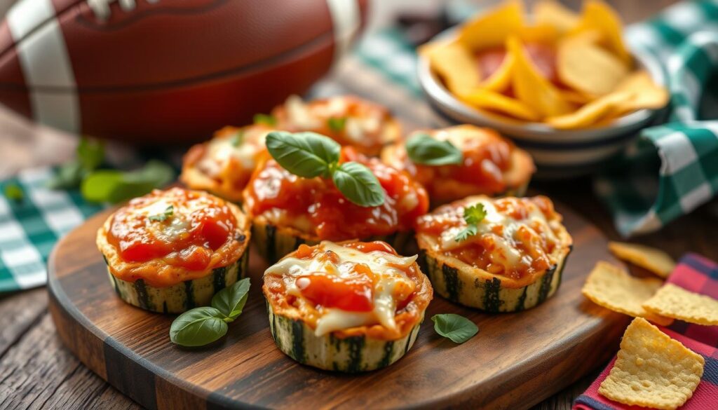 Bite into these low-carb zucchini pizza bites, a perfect snack for health-conscious football fans. Easy to make and even easier to enjoy!
