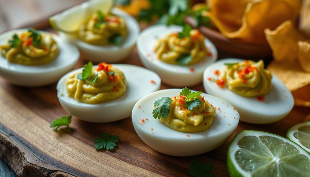 Reinvent game day snacking with guacamole deviled eggs. A protein-rich twist on a party favorite, these eggs are sure to disappear before halftime!
