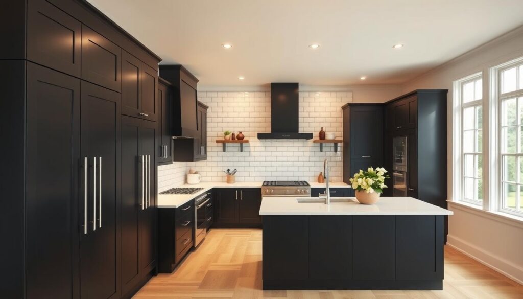 matte black cabinets in kitchen design