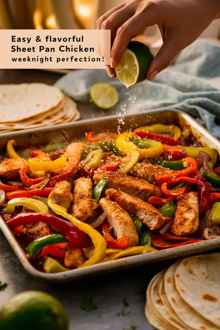 Sheet pan chicken with bell peppers and lime, perfect for an easy, flavorful weeknight dinner.