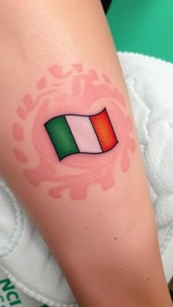 Irish flag tattoo on arm