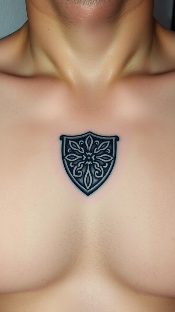 Celtic Shield tattoo on chest