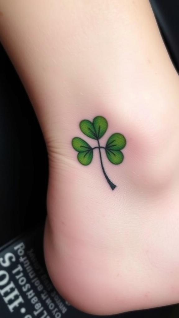 A small shamrock tattoo on the ankle.