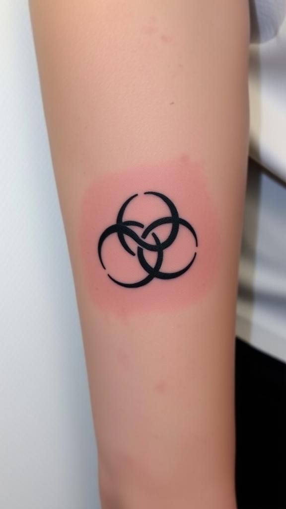 A triskelion tattoo on an arm.